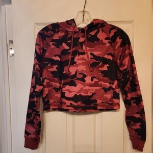 Pink Camo Cropped Hoodie